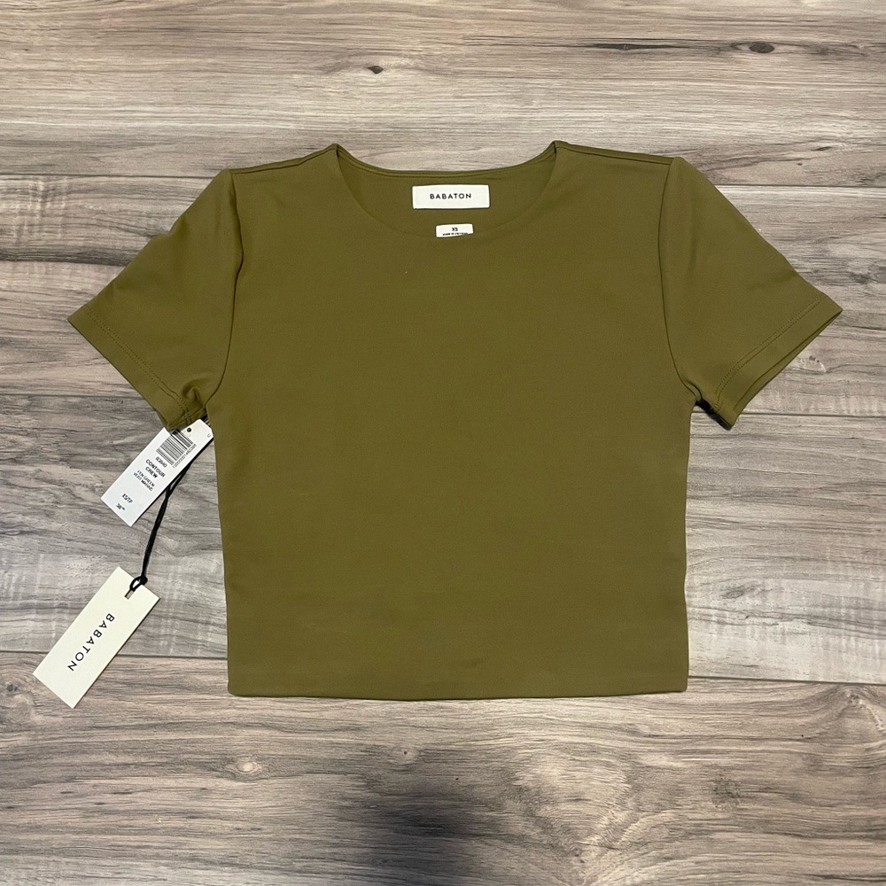 Aritzia Babaton Olive Green Crop Top